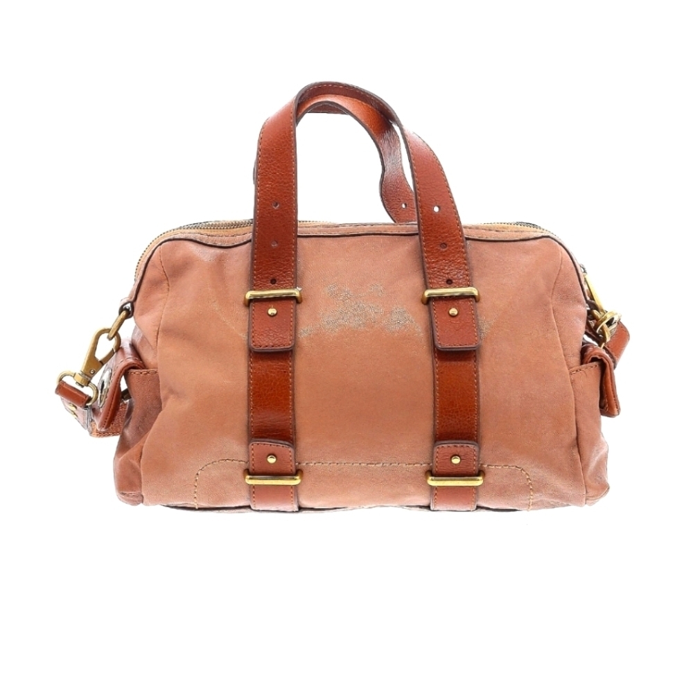 Fossil Molly mini leather duffle/satchel taupe and brown bag